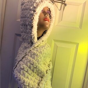 Cozy Hooded Knit Scarf and hat combo vintage